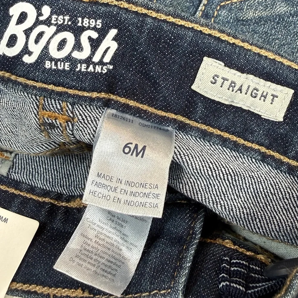 NWT OSHKOSH B’GOSH Baby‎ Boys’ Dark Wash Straight Leg Jeans Adjustable Waist 6M